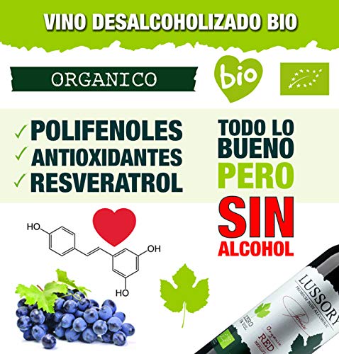 Lussory Merlot Orgánico | Vino tinto Sin alcohol caja de 6 ud