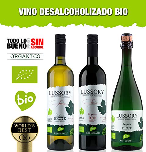 Lussory Merlot Orgánico | Vino tinto Sin alcohol caja de 6 ud