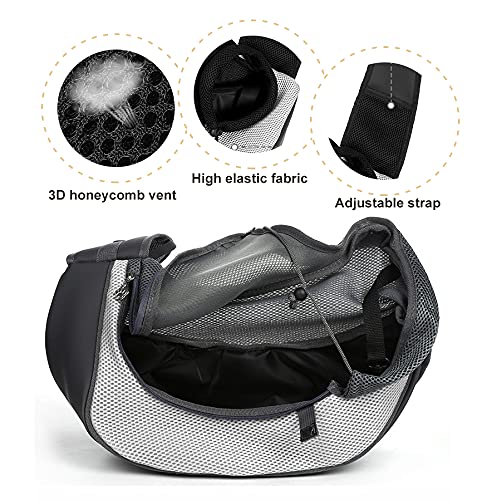 Lvjkes Bolso de Hombro para Mascotas, Mochila para Mascotas, Mochila para Mascotas de un Solo Hombro, fácil de Salir, Transpirable, Adecuada para Perros y Gatos pequeños (Blanco y Negro)