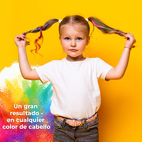 Magicat 10 peines con tizas para el pelo Premium I 10 colores diferentes y 5 coleteros I regalos de cumpleaños niñas, carnaval, cosplay I tiza temporal lavable I no tóxico I Hair Chalk Set