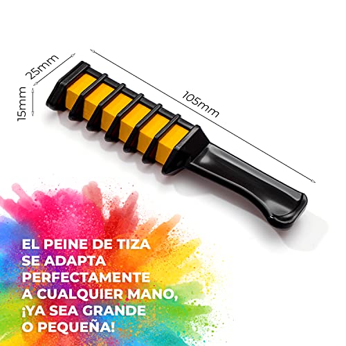 Magicat 10 peines con tizas para el pelo Premium I 10 colores diferentes y 5 coleteros I regalos de cumpleaños niñas, carnaval, cosplay I tiza temporal lavable I no tóxico I Hair Chalk Set