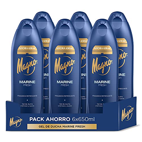 Magno - Gel de Ducha Marine - 6uds de 650ml (3.900ml) – Regenera y revitaliza la piel – Proporciona frescor