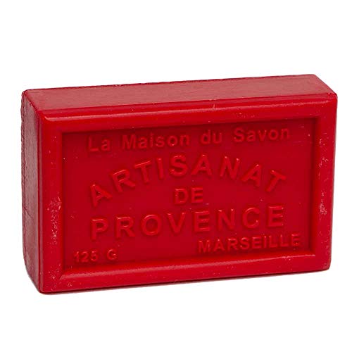 Maison du Savon de Marseille - Jabón francés elaborado con manteca de karité orgánica, fragancia de frambuesa, barra de 125 gramos