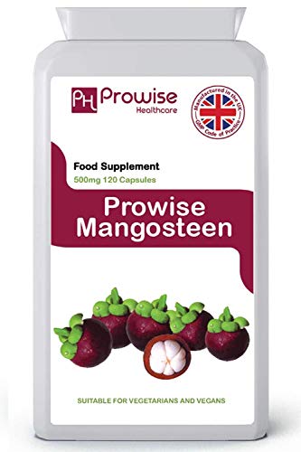 Mangostán 500 mg 120 cápsulas-Suplemento de salud antioxidante superalimento para apoyar el sistema inmunológico - Fabricado en el Reino Unido | Estándares GMP de Prowise Healthcare