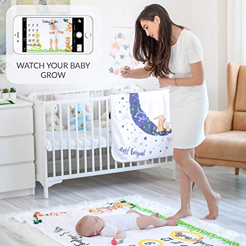 Manta Mensual De Hito Para Bebé, Unisex | Manta Mensual De Bebé Para Fotos | Regalos Personalizados Para Futuras Mamás | Registra Su Edad Y Crecimiento | Suave, Gruesa Y Grande