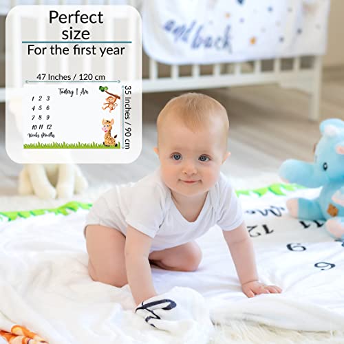 Manta Mensual De Hito Para Bebé, Unisex | Manta Mensual De Bebé Para Fotos | Regalos Personalizados Para Futuras Mamás | Registra Su Edad Y Crecimiento | Suave, Gruesa Y Grande