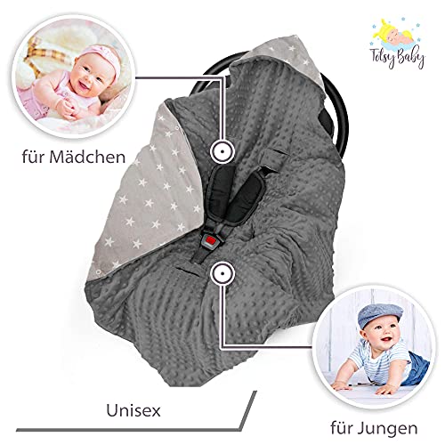 Manta para bebé Otoño/Invierno - 90 cm x 90 cm - Universal, por Ejemplo, para Buggy Asiento de Coche Certificado Öko-Tex Gris