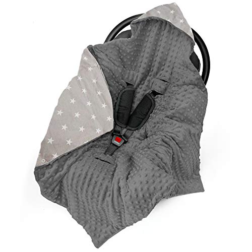 Manta para bebé Otoño/Invierno - 90 cm x 90 cm - Universal, por Ejemplo, para Buggy Asiento de Coche Certificado Öko-Tex Gris