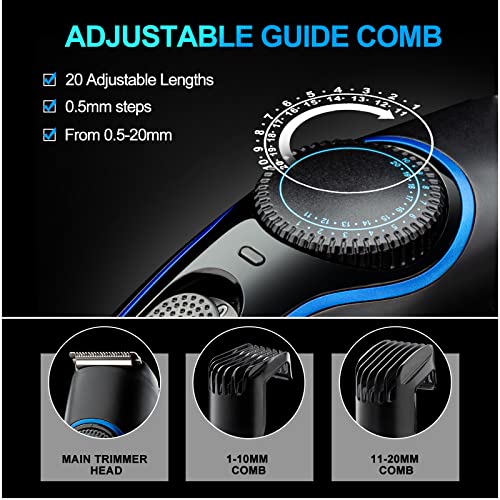 Maquina Cortar Pelo, Cortapelos Hombre Recortador Pelo Barba con Dial de Precisión 20 Longitud Ajustable 2 Accesorios de Peine………