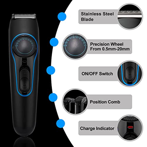 Maquina Cortar Pelo, Cortapelos Hombre Recortador Pelo Barba con Dial de Precisión 20 Longitud Ajustable 2 Accesorios de Peine………