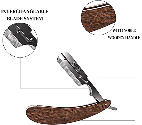 Maquinilla de afeitar BartZart Shabo con sistema de cuchillas intercambiables I Juego de afeitado premium con mango de madera que incluye cuchillas Astra