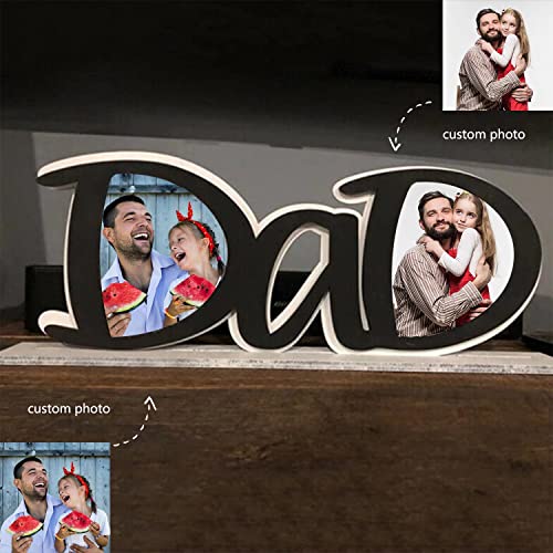 Marco de fotos de papá con soporte de base, soporte de acrílico para fotos de papá y yo, marco de fotos con letras creativas, adornos de mesa para sala de estar, dormitorio (negro, papá)