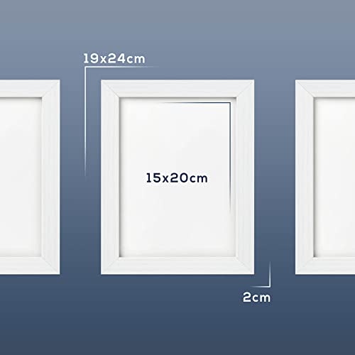 Marcos de Fotos, 15 x 20 cm, Pack de 2, Madera, Blanco, TBS001-2B