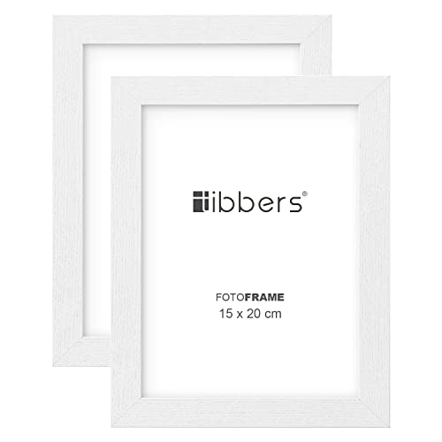 Marcos de Fotos, 15 x 20 cm, Pack de 2, Madera, Blanco, TBS001-2B