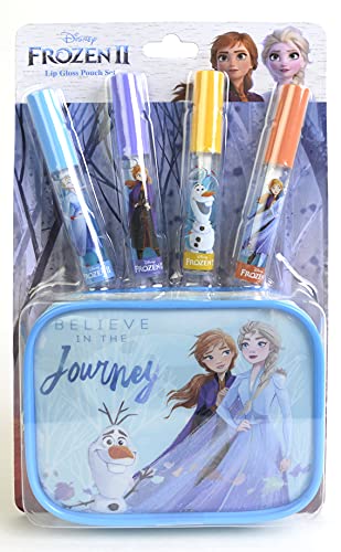 Markwins Disney Frozen Lip Gloss & Pouch Set - Set de Maquillaje para Niñas - Estuche de Belleza - Kit de Brillo de Labios en 4 Tonos Diferentes para Niñas - Juguetes y Regalos (1580158E)