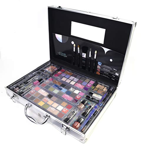 Markwins Maletín de Maquillaje Colour Perfection - The Color Workshop - Un Kit de Maquillaje Profesional Completo en un Maletín Plateado con Una Línea Fina y con Espejo Incluido