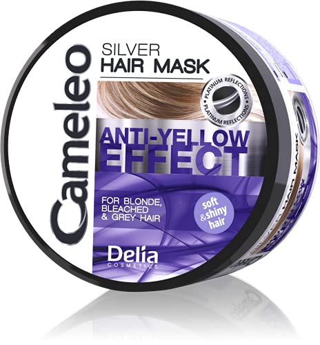 Máscara de plata para cabello de Delia, rubio blanqueado, pelo gris, anti efecto amarillo 200 ml