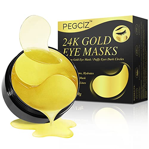 Mascarilla para ojos de oro de 24 quilates Mascarillas para ojos de colágeno, parches para ojos antienvejecimiento y antiarrugas, mascarillas para tratamiento de ojos para ojeras 60 piezas / 30 pares