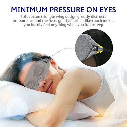 Mavogel Antifaz para dormir - máscara de ojos de algodón, con diseño actualizado que bloquea la luz, antifaz para dormir suave y cómodo para hombres y mujeres, incluye bolsa de viaje, color gris