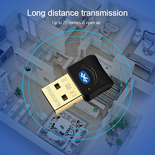 Maxesla Adaptador Bluetooth para PC, 4.0 USB Bluetooth PC, Bluetooth Transmisor y Receptor para PC con Windows XP/7/8/10/Vista, Compatible con Auriculares, Altavoces, Teclados, Ratónes, Negro