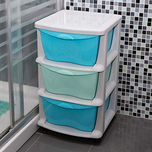 Maxi Nature Kitchenware Cajoneras contenedores de plástico con Ruedas para Uso rudo Contenedores para almacenaje de Color Verde con 3 cajones