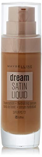 Maybelline New York Dream Satin Base de maquillaje fluida, protección solar FPS 13, color claro (02 Fair), 30 ml