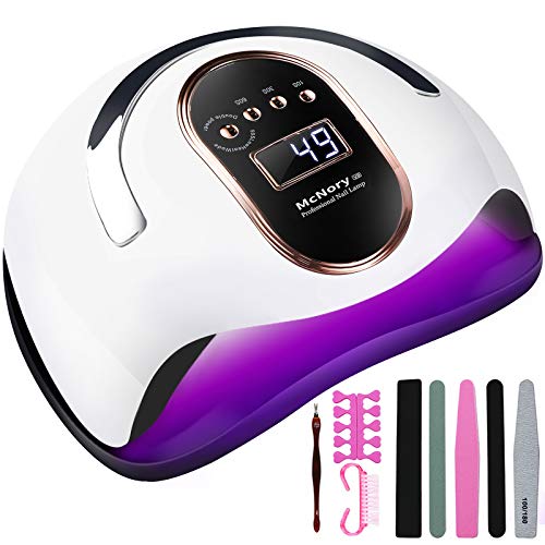 McNory Lampara LED Uñas 168W Profesional Secador de Uñas LED UV Lampara Uñas Gel Semipermanentes Maquina Uñas Luz Lamp con Sensor Automatico, 4 Temporizadores Manicura/Pedicure Nail Art Hogar el Salón