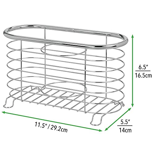 mDesign Soporte para secador de Pelo sin Taladro – Práctico Organizador de baño en cesto de Rejilla – Estante multifunción para secador, rizador eléctrico y Plancha – Plateado