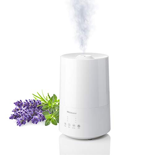 Medisana AH 661 Humidificador ultrasónico, purificador de aire para dormitorio y sala de estar, nebulizador con compartimento de aromas y función de calefacción contra aire seco, 3,5 litros