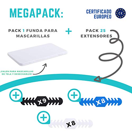 MegaPack de 25 Protectores de Orejas, Salvaorejas, Sujeta Mascarillas ó Enganche para Mascarillas - Gran Portamascarillas - Despídete del Dolor en las Orejas