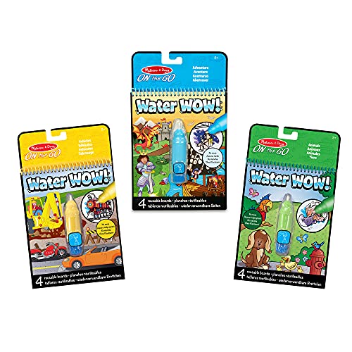 Melissa & Doug | Water WOW! Pack de 3 | Cuadernos para Colorear con Agua - Vehículos, Animales y Aventuras