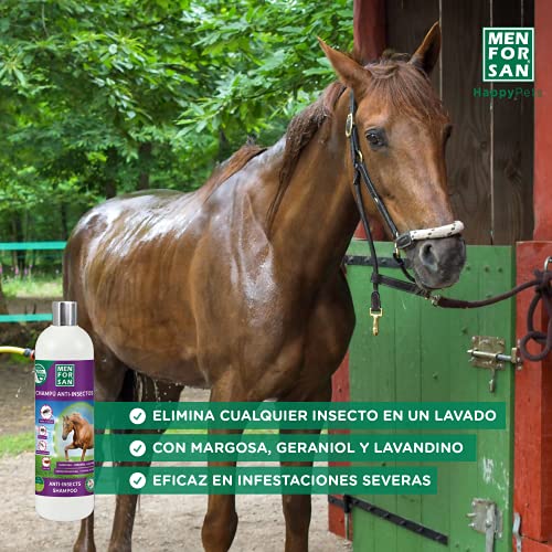 MENFORSAN Champú Anti-Insectos con Margosa, Geraniol y Lavandino para Caballos 1L, Protégelo de Cualquier Insecto