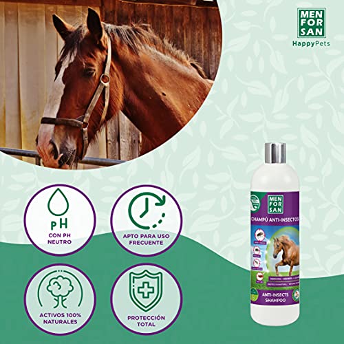 MENFORSAN Champú Anti-Insectos con Margosa, Geraniol y Lavandino para Caballos 1L, Protégelo de Cualquier Insecto