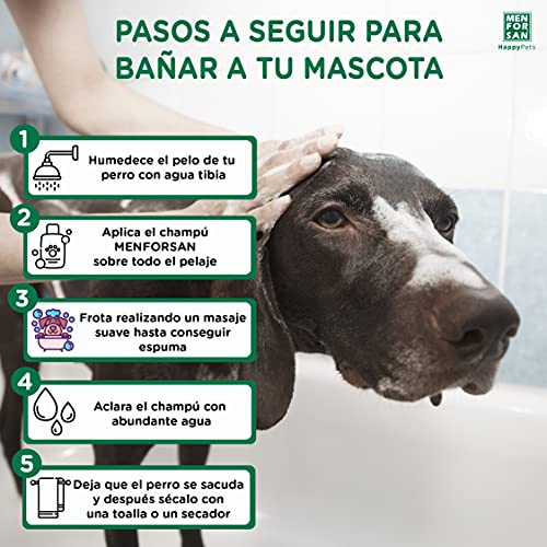 MENFORSAN Pack Higiene y Belleza para Perros Champú Eliminador de olores 300ml, Colonia Talco para Perros 125ml, Eliminador de olores para el hogar y Entorno de Mascotas 250ml, Rico Aroma a Talco