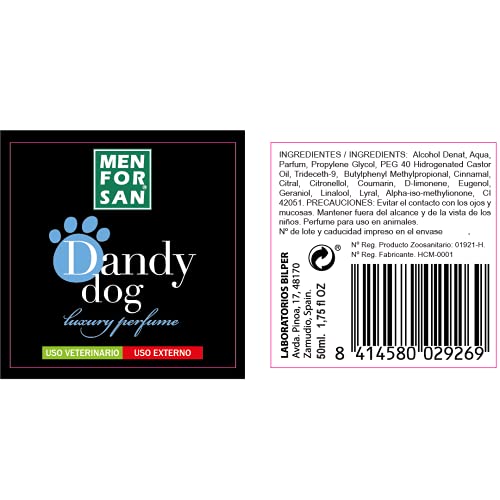 MENFORSAN Perfume para Perro Dandy Dog | 50Ml | Fragancia Masculina con Notas Frescas y Amaderadas 200 g