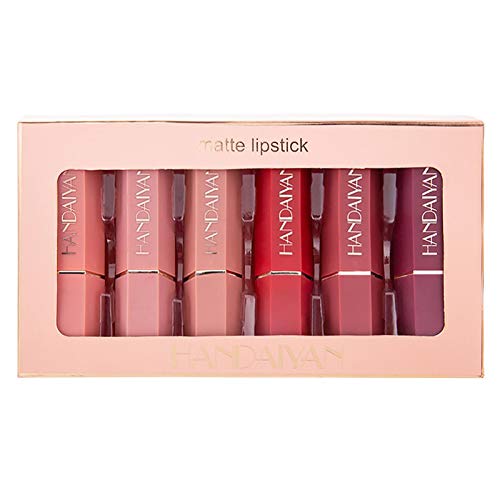 Mengxin 6 Piezas Lápiz Labial Mate Set Terciopelo Perdurable Labios Impermeables Antiadherente Regalo para Cumpleaños Navidad Novia Madre