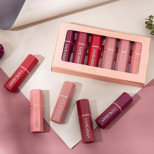 Mengxin 6 Piezas Lápiz Labial Mate Set Terciopelo Perdurable Labios Impermeables Antiadherente Regalo para Cumpleaños Navidad Novia Madre