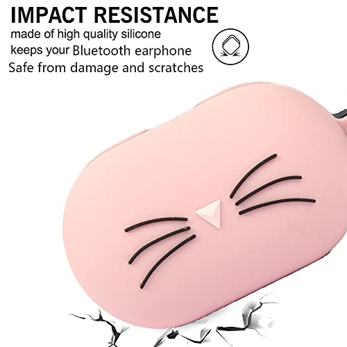 MI-KOU La Funda Protectora de Silicona es Compatible con los auricularesSamsung Galaxy Buds Plus 2020 / Galaxy Buds 2019, Funda Protectora a Prueba de Golpes,Gato de Dibujos Animados Lindo-Rosa