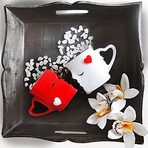 MIAMIO - Tazas de Café/Tazas de Besos Set/Regalo para Novios - Ceramica (Rojo)