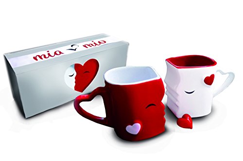 MIAMIO - Tazas de Café/Tazas de Besos Set/Regalo para Novios - Ceramica (Rojo)