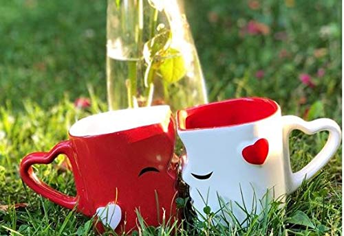 MIAMIO - Tazas de Café/Tazas de Besos Set/Regalo para Novios - Ceramica (Rojo)