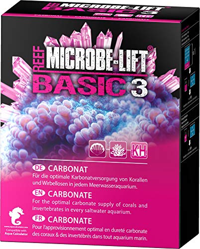 MICROBE-LIFT Basic 3 Carbonate (Kh) - Suplemento de Carbonato en Polvo para Acuarios de Agua Salada, para Un Cuidado Óptimo de los Corales, También Apto para el Método de Balling 2000 g