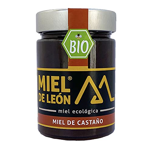 Miel de León | Miel de Castaño - 450 gr - Miel de Abeja 100% Natural y Ecológica. Producto Artesano de Cosecha Propia. Sabor Amaderado - Aroma Intenso. Origen: El Bierzo.