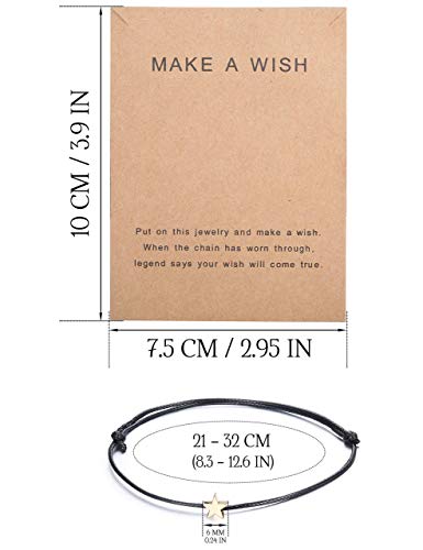 MILACOLATO 5Pcs Juego de Pulsera de Amistad con Tarjeta de Mensaje Pide un Deseo Pulsera Ajustable Estrella Corazón Pulsera Hecha a Mano Simple Moda Mujer Joyería Regalos