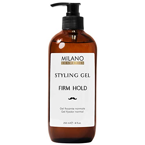 Milano Gel Fijador Hombre Normal 250 ml Strong Hold Styling Fijación Cabello Profesional Caballero Gomina Pelo