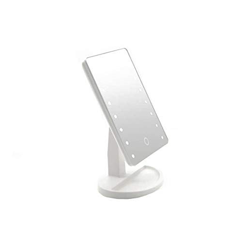 MINGZE Espejo Iluminado de Maquillaje, Interruptor de Pantalla táctil, rotación de 180 Grados, Comodidad portátil y Espejo cosmético de Alta definición (Blanco)