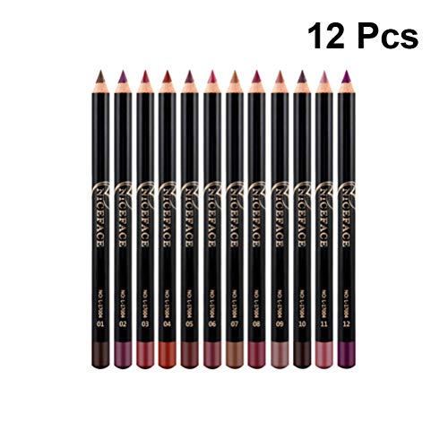 Minkissy 12 piezas lápices de delineador de labios mate lápiz de contorno de labios lápiz de maquillaje impermeable de larga duración delineador de labios para niñas mujeres dama