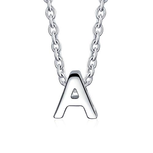 Minúsculas letras de molde alfabeto colgante A-Z delicado .925 Sterling Silver Collar inicial para las mujeres para el nombre de adolescente letra A