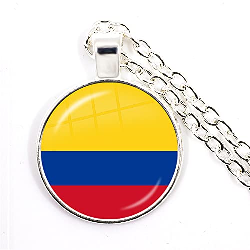 Minyose Palestina, Tailandia, Chipre, Egipto, Colombia, Túnez, Austria, Islandia, Camboya Bandera Nacional Cabujón de Cristal Colgante Collar Joyas