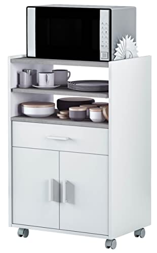 Miroytengo Mueble microondas Plutón bufe Cocina aparador Estilo Moderno Tiradores Blancos 59x40x92 cm